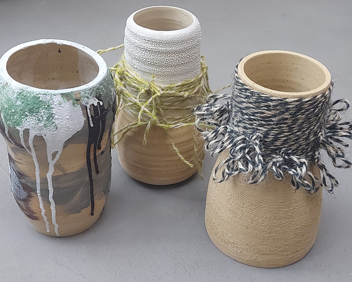 Vase black-beige rope