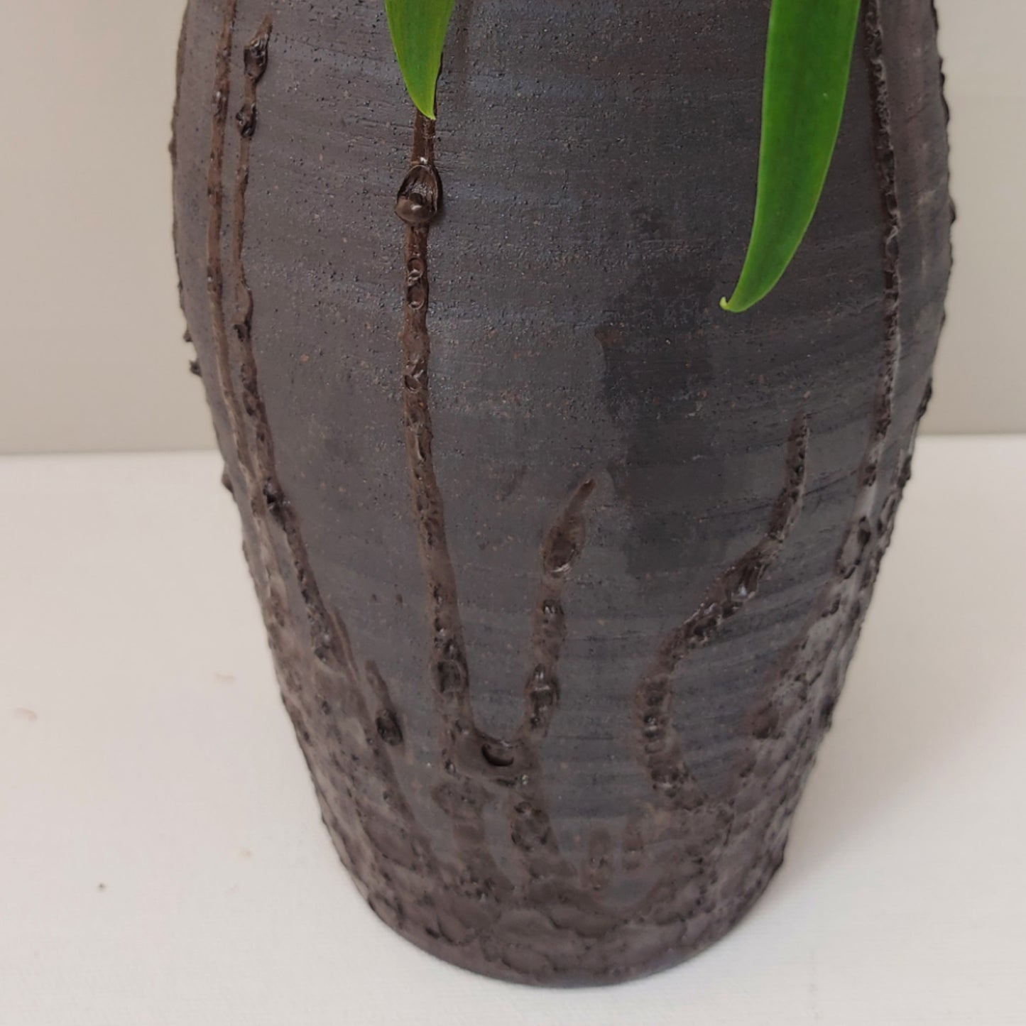 Brown-black dripped vase