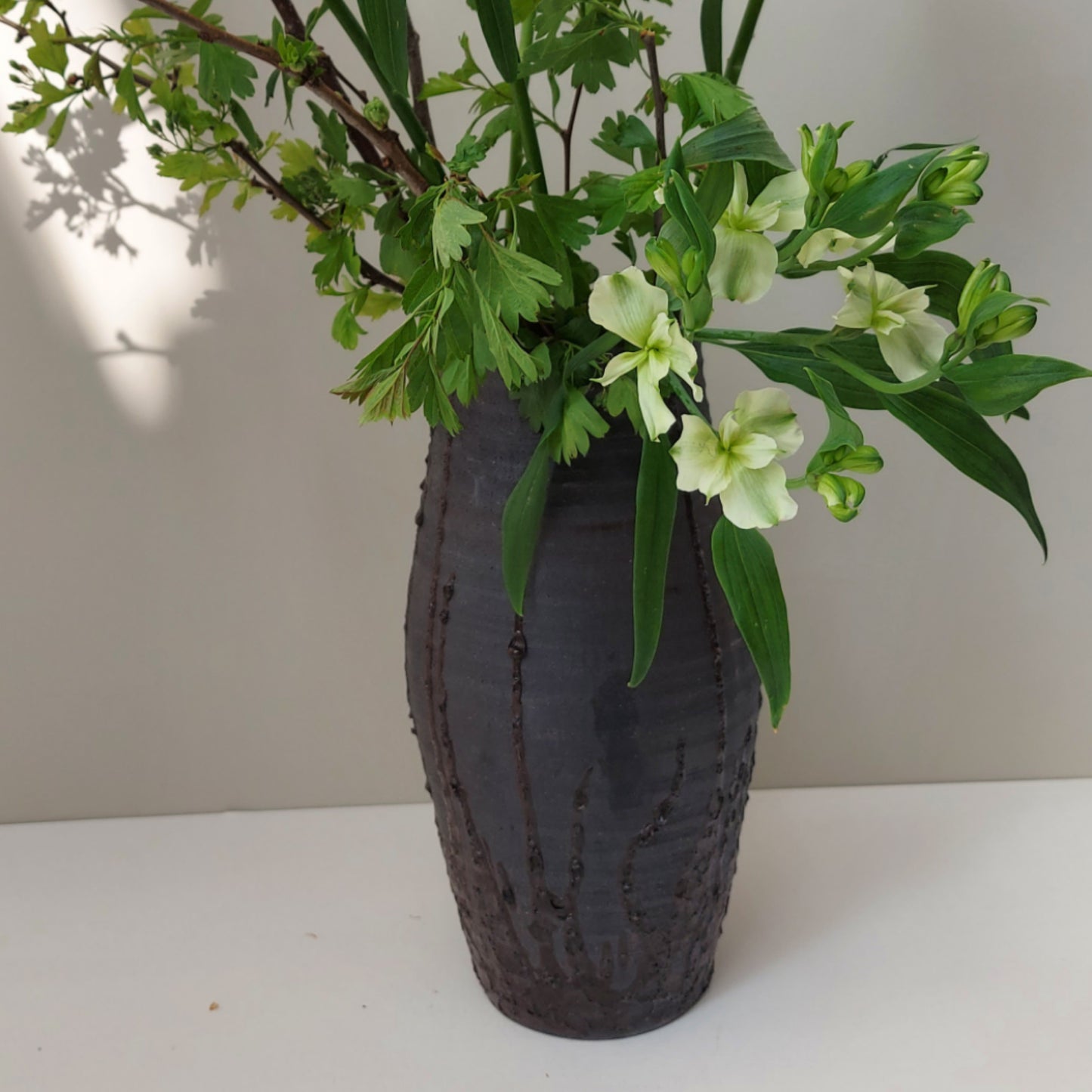 Brown-black dripped vase