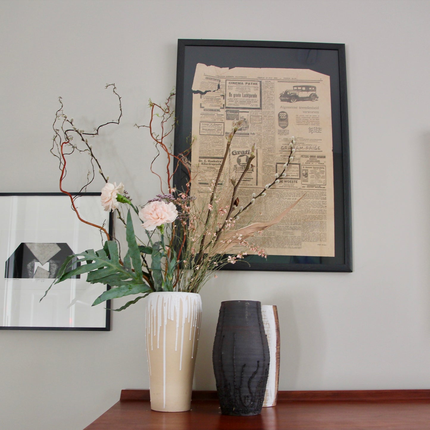 Brown-black dripped vase