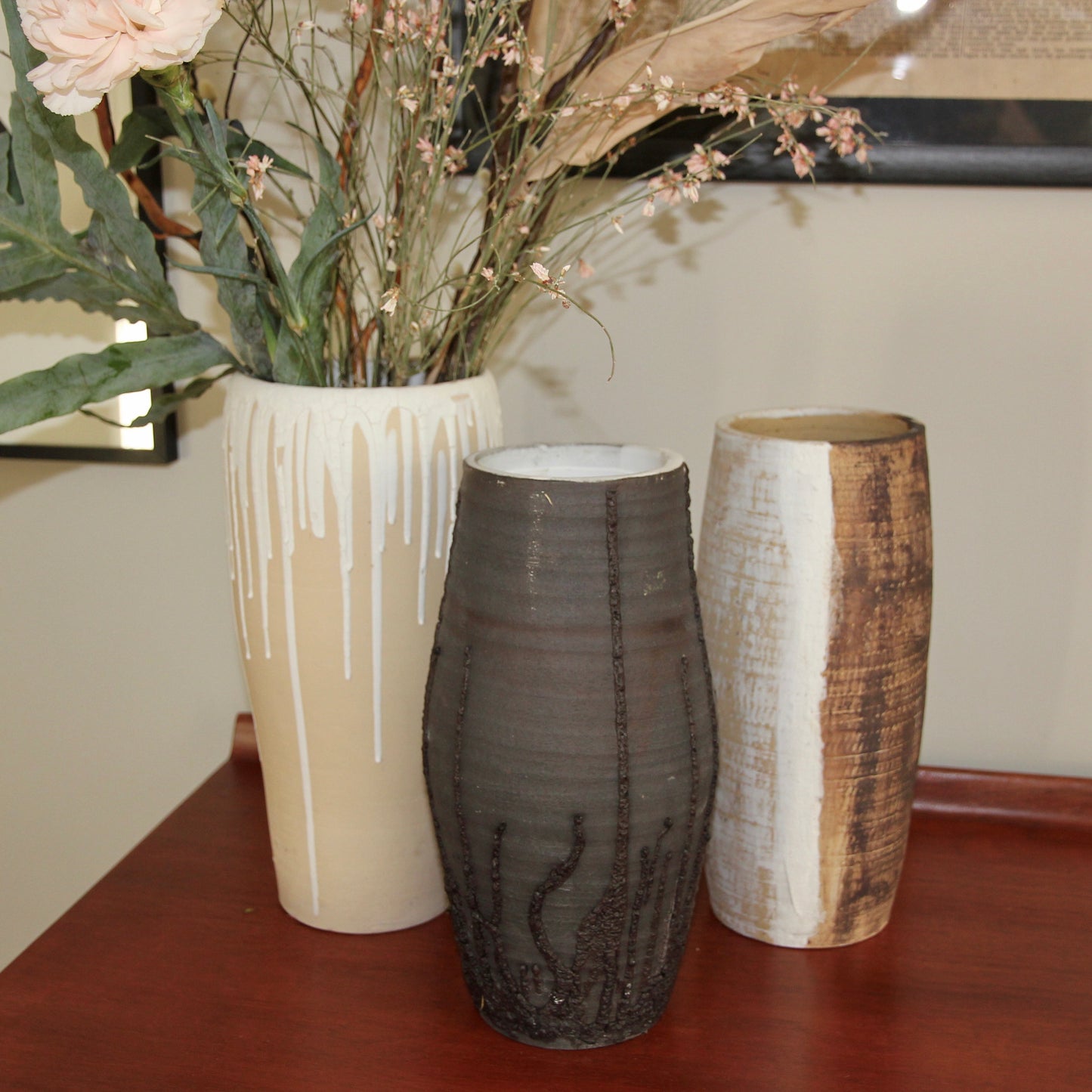 Brown-black dripped vase